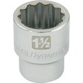 Dynamic Tools 1-1/2" X 1" Drive, 12 Point Standard Length, Chrome Socket D099448